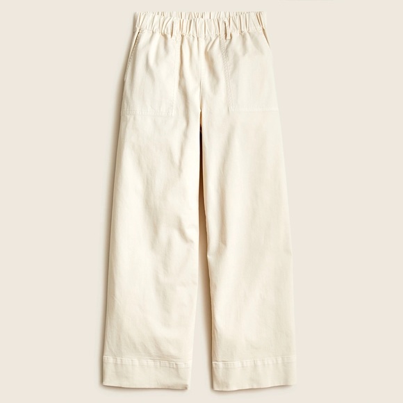 J. Crew Pull On Wide Leg Chino Pant Elastic Waist Summer Crop AY943 TALL Large - Picture 2 of 11